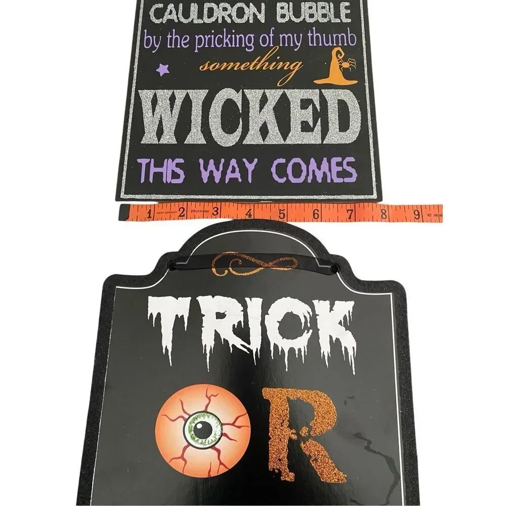 Lot Of 3 Halloween Hanging Home Signs Decor Decorations Goth Gothic Punk